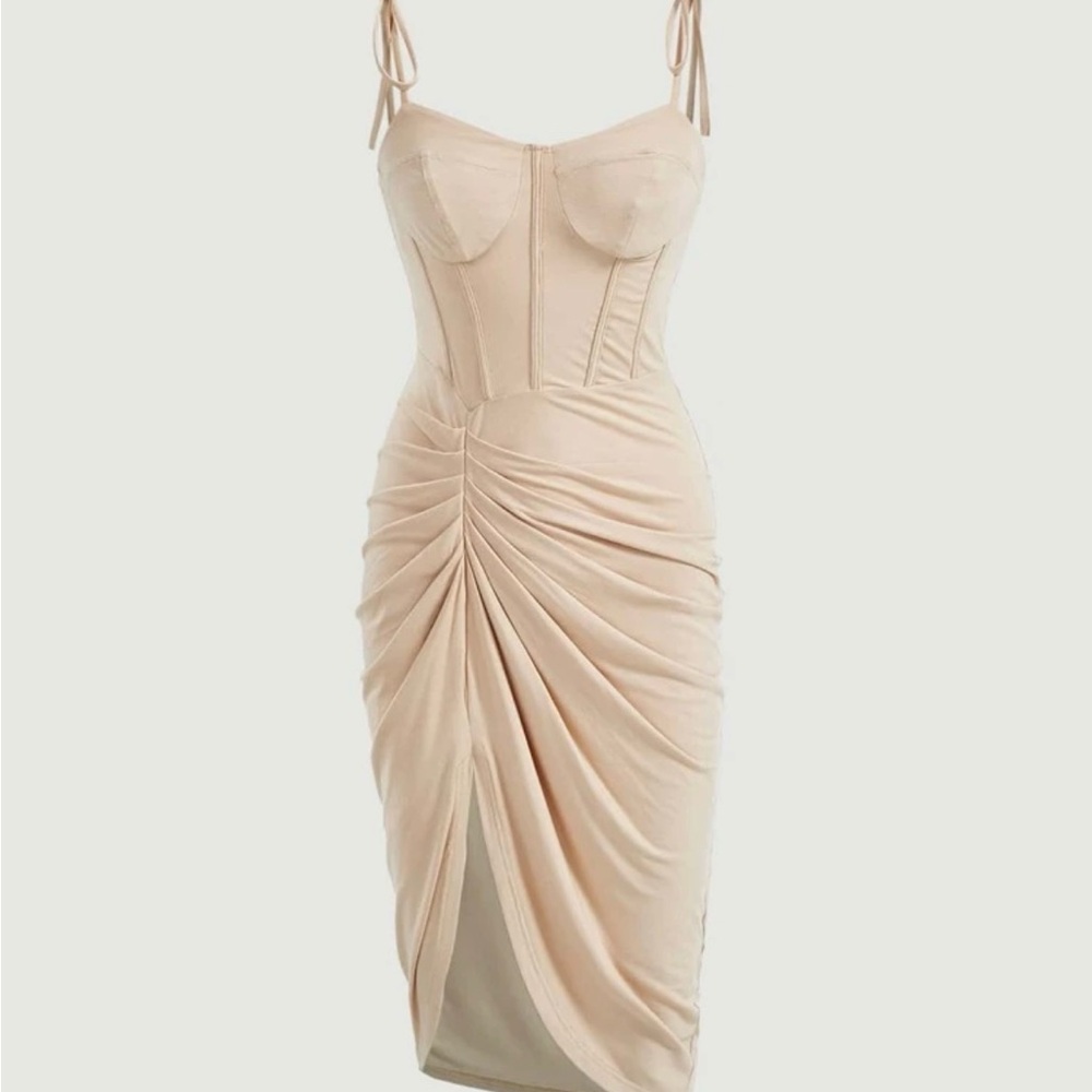 Solid Ruched Bustier Cami Dress